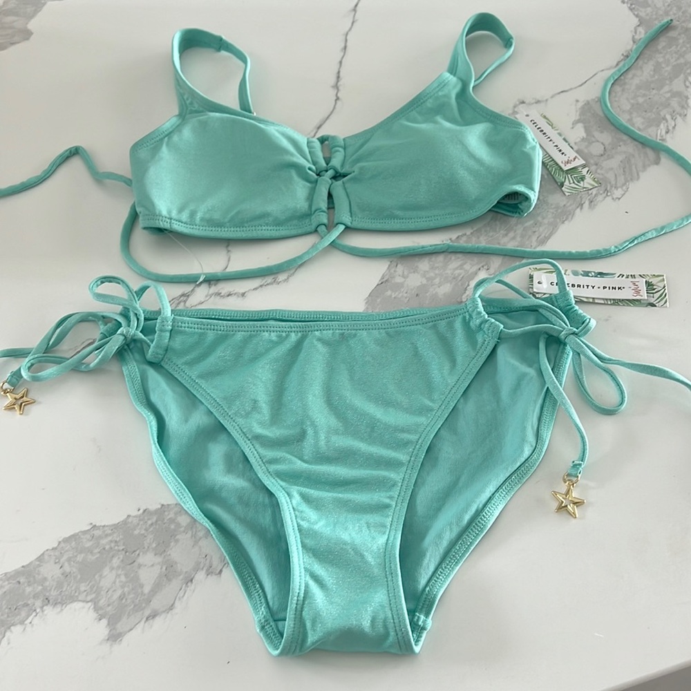 Celebrity Pink Teal Bikini 👙 Set M L space